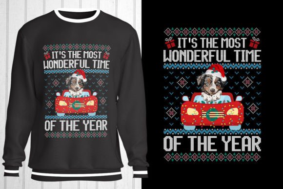 Aussie Dog Christmas Ugly Sweater Graphics & T-Shirt