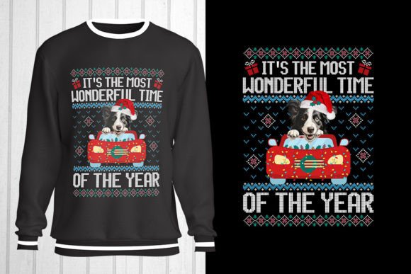 Border Collie Dog Christmas Ugly Sweater T-Shirt Graphics