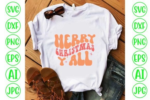 Merry Christmas Y'all Retro SVG: Graphics & T-Shirt Designs